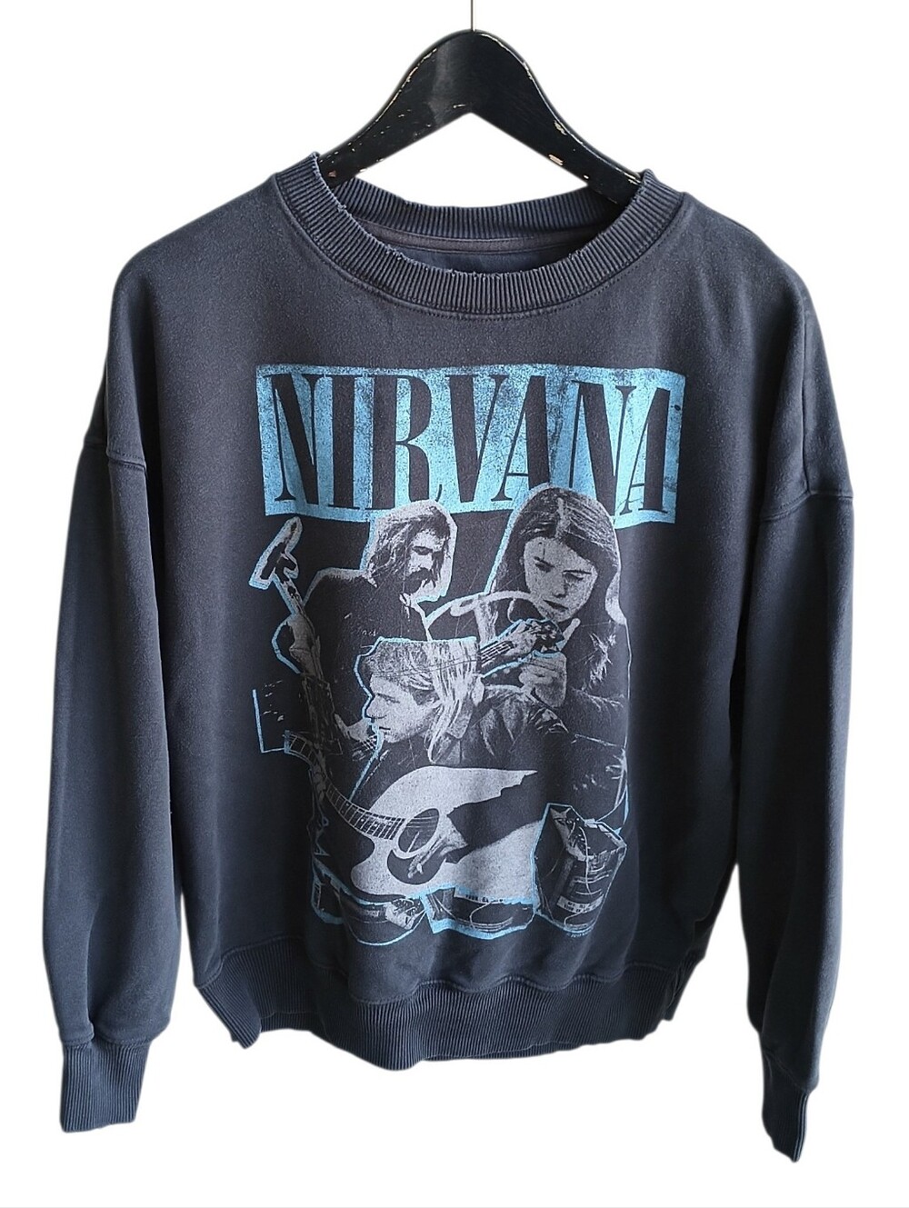 American Eagle Nirvana Distressed Band Sweatshirt Grey 25.5x24.5
